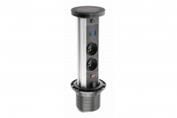 Indux Lift beállítható fekete konyhai földelt aljzat munkalappal, világítással, 2 x USB-vel és vezeték nélküli töltéssel 1208957402