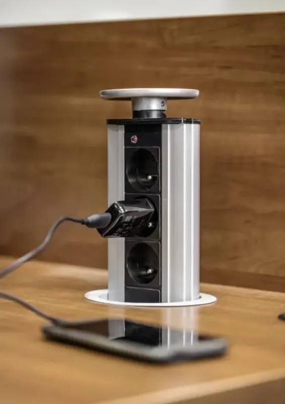 Indux Up & Down süllyeszthető ezüst konyhai földelt aljzat a munkalapon, 3 aljzattal 1208957410