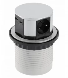 Indux Push süllyeszthető ezüst konyhai földelt dugalj munkalapon, 3 dugalj és 2 x USB 1208957412