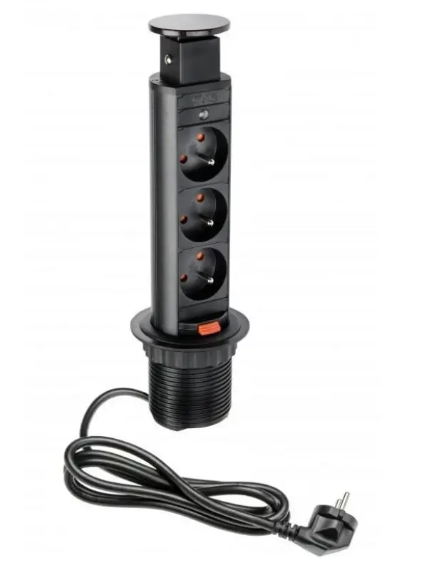 Indux Up & Down kis méretű süllyeszthető földelő fekete konyhai aljzat munkalappal, 3 aljzattal 1208957417