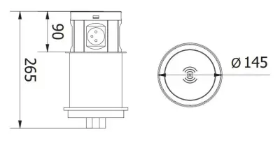 Indux Push süllyeszthető földelt fehér konyhai munkaasztal aljzat 4 csatlakozóval, 2 x USB, 2 x RJ45 és vezeték nélküli töltéssel 1208957419