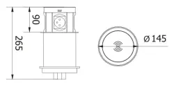 Indux Push süllyeszthető földelt konyhai konnektor fekete munkalappal, 4 konnektorral, 2 x USB-vel, 2 x RJ45-tel és vezeték nélküli töltéssel 1208957421