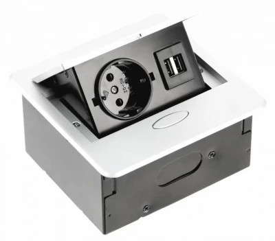 Indux Flip Small konyhai dugalj földeléssel a munkalapba vagy felső szekrénybe matt fehér, 2 USB töltővel 1208957423