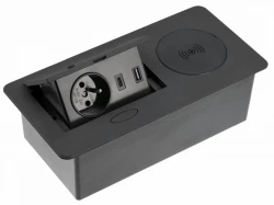 Indux Flip konyhai aljzat földeléssel a munkalapon matt fekete színben, vezeték nélkül és 2 USB töltővel 1208957428