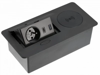 Indux Flip konyhai aljzat földeléssel a munkalapon matt fekete színben, vezeték nélkül és 2 USB töltővel 1208957428