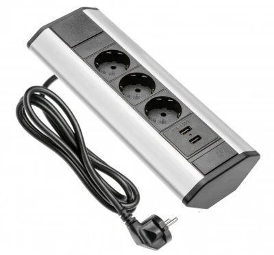 Indux Corner sarok konyhai csatlakozóaljzat 3 földelt aljzattal és 2 USB töltővel 1208957431