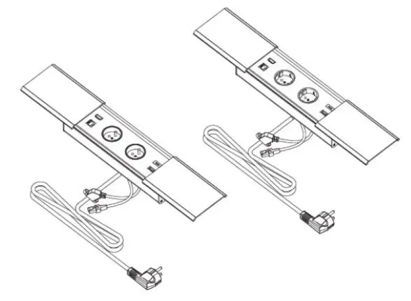 Indux Slide max beépített konyhai aljzat földeléssel munkalappal, USB-A, HDMI, RJ45 és USB-C csatlakozóval, matt fehér színben 1208957440