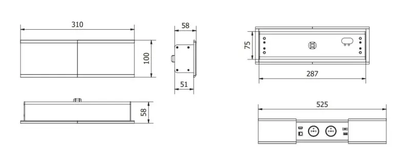 Indux Slide max beépített konyhai aljzat földeléssel munkalappal, USB-A, HDMI, RJ45 és USB-C csatlakozóval, matt fehér színben 1208957440