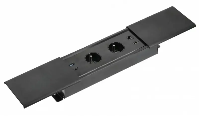 Indux Slide max beépíthető konyhai aljzat földeléssel munkalapon, USB-A, HDMI, RJ45 és USB-C csatlakozóval, matt fekete színben 1208957441