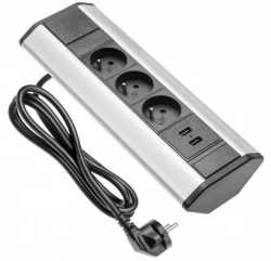 Indux Corner sarok konyhai konnektor 3 földelt aljzattal és 2 USB töltővel 1208957442