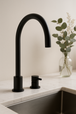 Waterevolution Flow 2-lyukas konyhai keverőcsap mat fekete T151PR