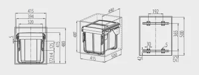 Garbi Carrier C-45-3-H beépített hulladékrendszer saját vezetőkkel és 3 szemetesvödörrel 1 x 20 + 2 x 10 liter 1208957465