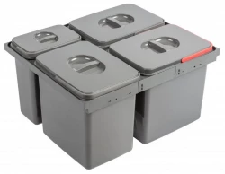 Garbi Basket B-60-4-H sorteersysteem voor afval voor lade van 60 cm inclusief houder en 4 afvalbakken 1208957472
