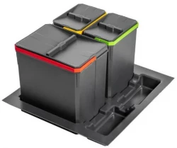 Garbi Basket B-60-3 sorteersysteem voor afval voor lade van 60 cm inclusief houder en 3 afvalbakken 1208957473