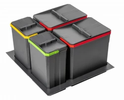 Garbi Basket B-60-4 sorteersysteem voor afval voor lade van 60 cm inclusief houder en 4 afvalbakken 1208957475