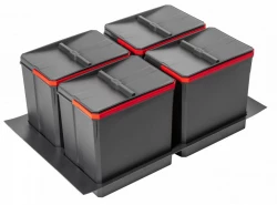 Garbi Basket B-80-4-G sorteersysteem voor afval voor een lade van 80 cm, inclusief houder en 4 x 15 liter afvalbakken 1208957478