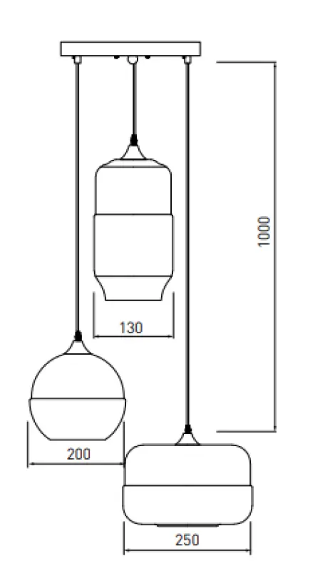 Decor Lender modern függőlámpa fémből és üvegből, 3 fényforrással, 9270
