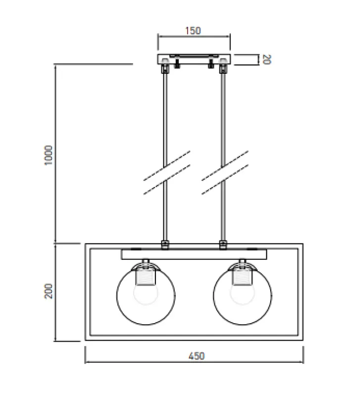 Decor Avelin függőlámpa arany téglalap alakú kerettel, 45 cm széles, 2232