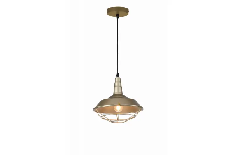 Decor Solen hanglamp industriële vorm met gouden rooster, diameter 26,5 cm 2362