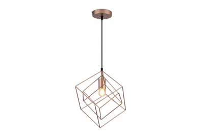 Roze gouden geometrische hanglamp van Decor bestaande uit 2 messing kubussen 3376