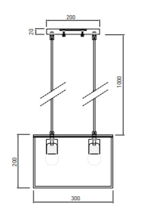 Decore Diu fekete geometrikus függőlámpa 2 fényforrással, szélessége 30 cm 3628