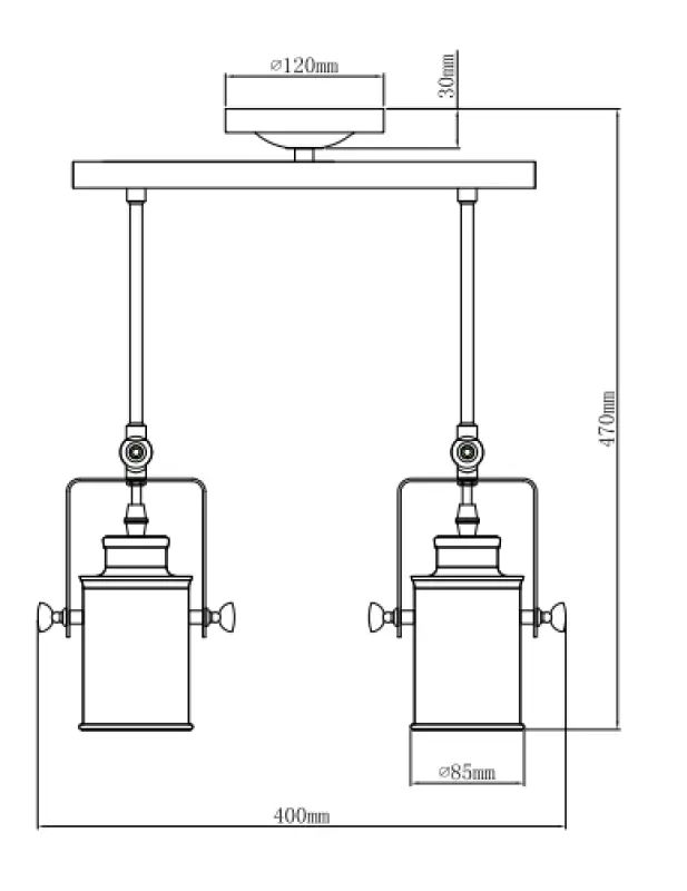 Decor Demir fekete függőlámpa 2 fényforrással 3994