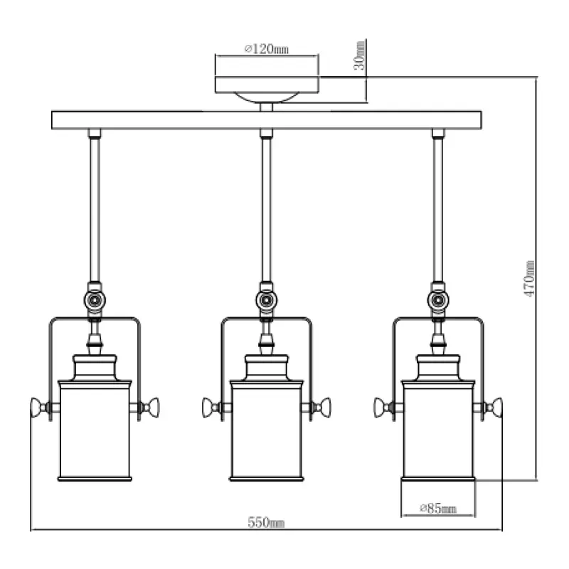 Decor Demir fekete függőlámpa 3 fényforrással 4014
