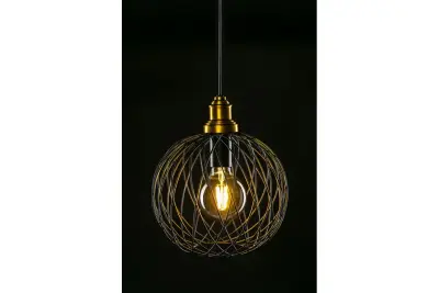 Decor Viela fekete drót alakú fém függőlámpa gömb alakú, átmérője 25 cm 6972