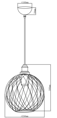 Decor Viela fekete drót alakú fém függőlámpa gömb alakú, átmérője 25 cm 6972