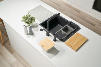 Franke Universele accessoire all in set 4, snijplank, inzetbakje, afdruipmat en opbergbakje 112.0655.488