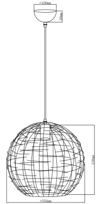 Dekor Viela zwart-gouden drót alakú fém függőlámpa, gömb alakú, 35 cm átmérőjű 6996