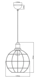 Decor Viela régi arany színű huzalos fém függőlámpa gömb alakú, átmérője 29 cm 7016