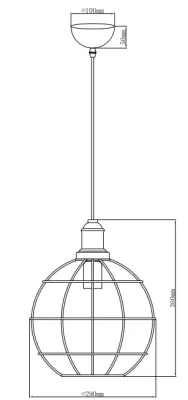 Decor Viela régi arany színű huzalos fém függőlámpa gömb alakú, átmérője 29 cm 7016