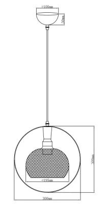 Decor Xalis függőlámpa fekete drótkapával és fém szegéllyel, átmérője 19,5 cm, 7214