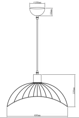 Deco Reto vintage fekete drót függőlámpa, 40 cm átmérő, 4137