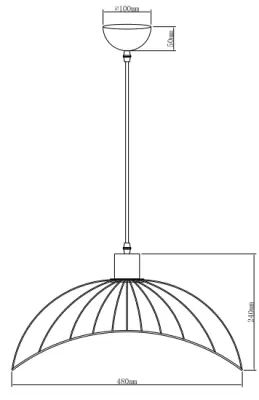 Decor Reto vintage fekete drótlámpa, 50 cm átmérő, 4151