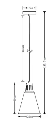 Decor Gianni stijlvolle grijze koperen hanglamp, diameter 22 cm, 8051
