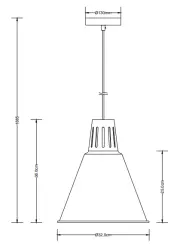 Decor Gianni stijlvolle grijze koperen hanglamp met een diameter van 32 cm, modelnummer 8167