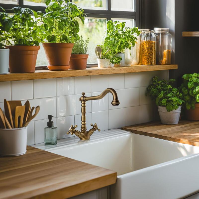 AquaTrimo Windsor klasszikus konyha nosztalgikus konyhai csaptelep derékszögű kifolyóval bronz 21WS7531BN