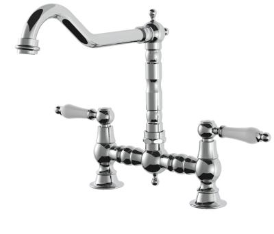 AquaTrimo Country 2 lyukas klasszikus konyhai nosztalgikus híd konyhacsaptelep derékszögű kifolyóval, króm 21CT7657CM