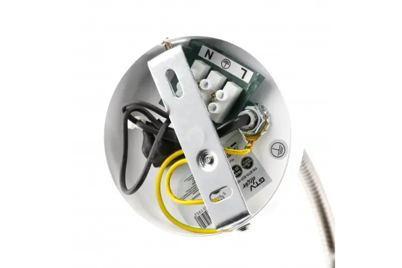 Decor Etore fehér fali lámpa fém karral, 11 cm átmérő, 1952.