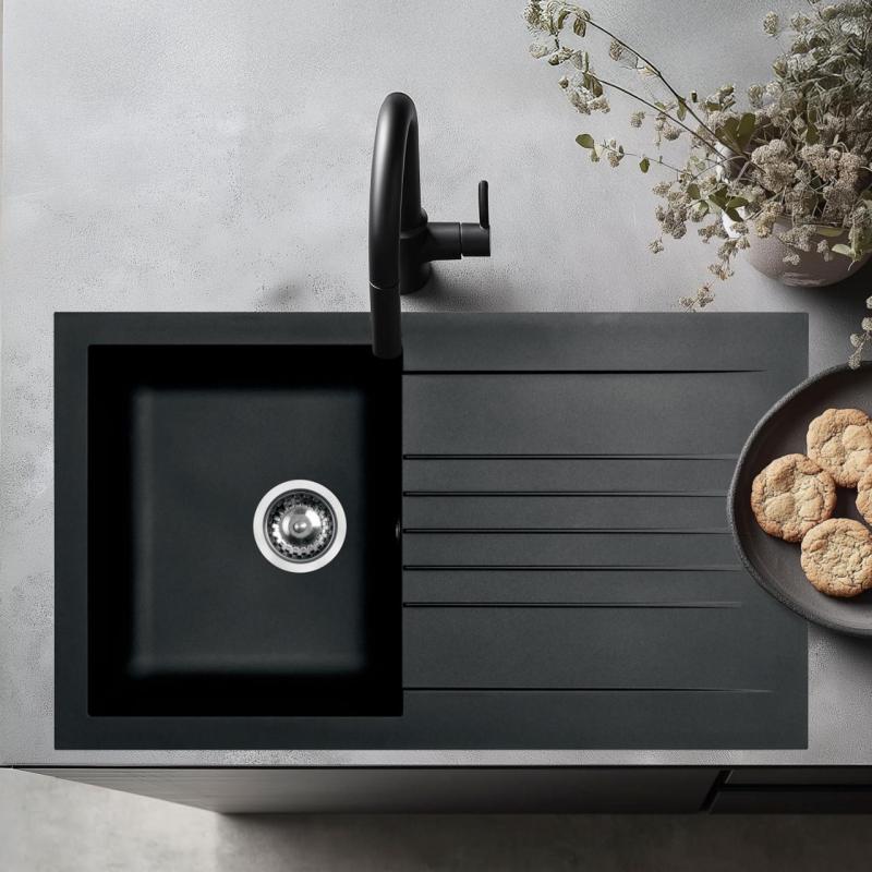 Ausmann Fibre fekete, megfordítható mosogató tálca csepegtetővel, 86x50 cm, 1208957665