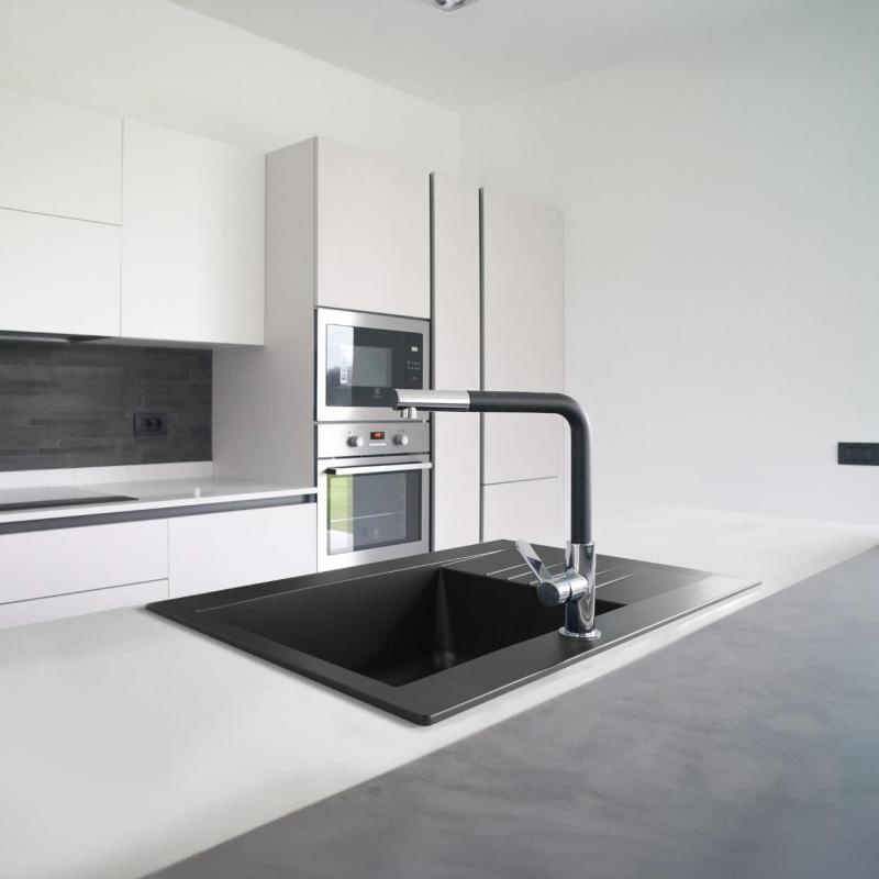 Ausmann Fibre Mini mosogató fekete megfordítható csepegtetővel, felületi mérete 62x50cm 1208957667