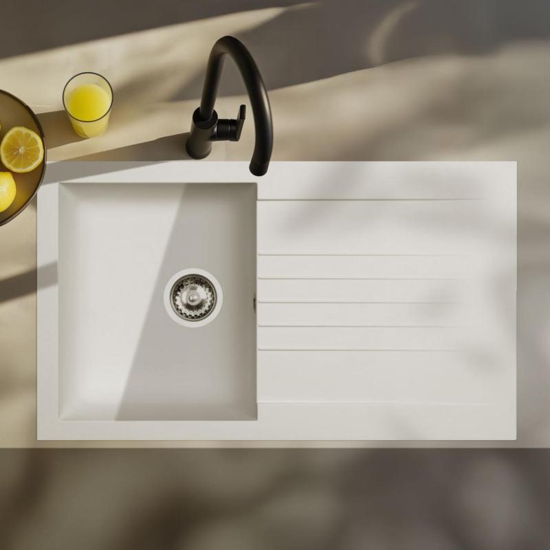 Ausmann Fibre wit omkeerbare spoelbak met afdruip, opbouw 86x50 cm 1208957673