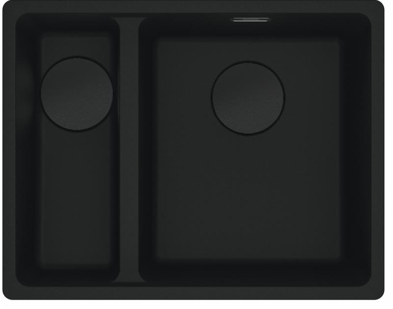 Franke Maris MRG 160-34-15 Fragranite fekete kiadás matt fekete mosogató alulról nagy medence jobbra
