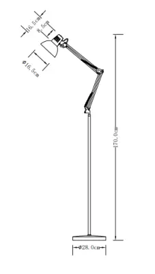 Artemia Decor szürke állólámpa hosszú fém karral, 16,5 cm átmérő, 2300