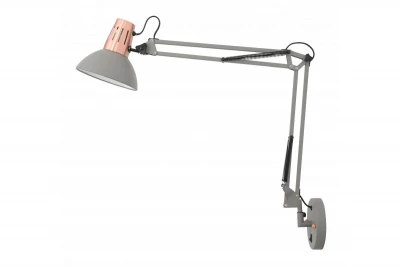 Decor Artemia szürke fali lámpa fém karral és fehér belsővel, átmérője 16,5 cm 2157