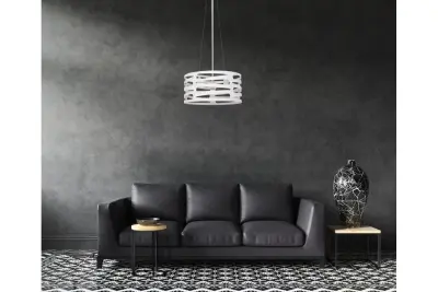 Decor Marisa fehér függesztett lámpa fokozatosan szűkülő horizontális köztes térrel, max. 3 fényforrás, átmérő 40 cm 2782