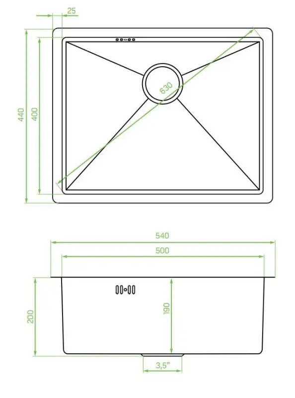 Aquadesign Sinks arany színű rozsdamentes acél mosogató, arany színű PVD arany 50x40 alulról szerelhető, sík szerelés és felülről szerelhető 1208957698