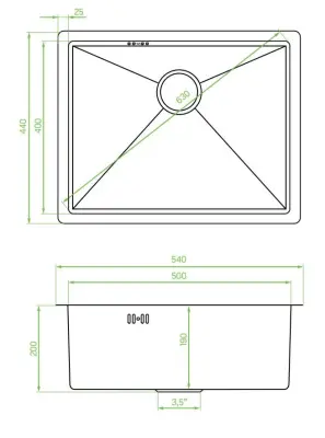 Aquadesign Spoelbakken pistoolmetaal RVS spoelbak antraciet kleur PVD 50x40 onderbouw vlakbouw en opbouw 1208957702